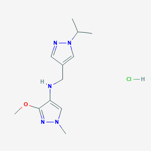 molecular formula C12H20ClN5O B12226321 N-[(1-isopropyl-1H-pyrazol-4-yl)methyl]-3-methoxy-1-methyl-1H-pyrazol-4-amine 