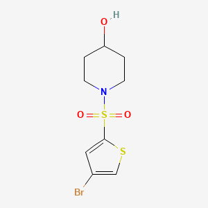 molecular formula C9H12BrNO3S2 B12226330 1-[(4-Bromo-2-thienyl)sulfonyl]piperidin-4-ol 