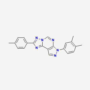 molecular formula C21H18N6 B12226369 3-(3,4-Dimethylphenyl)-8-(4-methylphenyl)-6-hydropyrazolo[5,4-d]1,2,4-triazolo [1,5-e]pyrimidine 