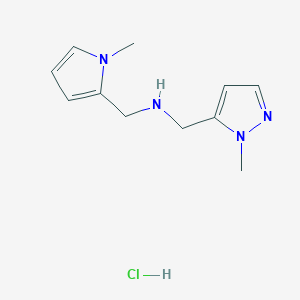 molecular formula C11H17ClN4 B12226465 1-(1-methyl-1H-pyrazol-5-yl)-N-[(1-methyl-1H-pyrrol-2-yl)methyl]methanamine 