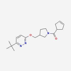 molecular formula C19H27N3O2 B12226480 3-Tert-butyl-6-{[1-(cyclopent-3-ene-1-carbonyl)pyrrolidin-3-yl]methoxy}pyridazine 