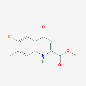 molecular formula C13H12BrNO3 B12226501 Methyl 6-bromo-5,7-dimethyl-4-oxo-1,4-dihydro-2-quinolinecarboxylate 