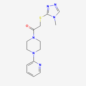 molecular formula C14H18N6OS B12226505 2-[(4-methyl-4H-1,2,4-triazol-3-yl)sulfanyl]-1-[4-(pyridin-2-yl)piperazin-1-yl]ethanone 