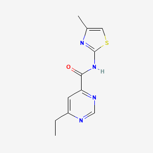 molecular formula C11H12N4OS B12226528 6-ethyl-N-(4-methyl-1,3-thiazol-2-yl)pyrimidine-4-carboxamide 