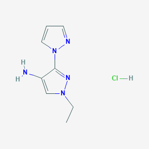 molecular formula C8H12ClN5 B12226558 1-Ethyl-3-pyrazol-1-ylpyrazol-4-amine;hydrochloride 