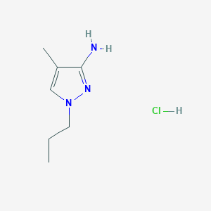 molecular formula C7H14ClN3 B12226569 4-Methyl-1-propylpyrazol-3-amine;hydrochloride 