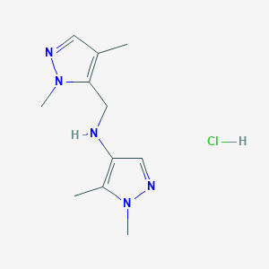 N-[(2,4-dimethylpyrazol-3-yl)methyl]-1,5-dimethylpyrazol-4-amine;hydrochloride