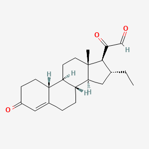 molecular formula C22H30O3 B1222658 2-[(8R,9S,10R,13S,14S,16R,17S)-16-ethyl-13-methyl-3-oxo-2,6,7,8,9,10,11,12,14,15,16,17-dodecahydro-1H-cyclopenta[a]phenanthren-17-yl]-2-oxoacetaldehyde CAS No. 92278-27-8