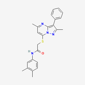 molecular formula C24H24N4OS B12226587 N-(3,4-dimethylphenyl)-2-[(2,5-dimethyl-3-phenylpyrazolo[1,5-a]pyrimidin-7-yl)sulfanyl]acetamide 