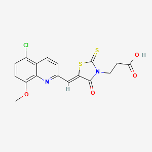 3-{(5Z)-5-[(5-chloro-8-methoxyquinolin-2-yl)methylidene]-4-oxo-2-thioxo-1,3-thiazolidin-3-yl}propanoic acid