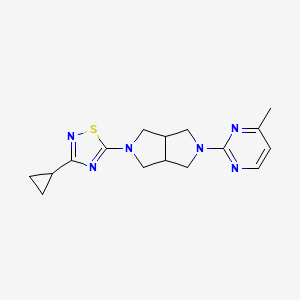 molecular formula C16H20N6S B12226647 2-[5-(3-Cyclopropyl-1,2,4-thiadiazol-5-yl)-octahydropyrrolo[3,4-c]pyrrol-2-yl]-4-methylpyrimidine 