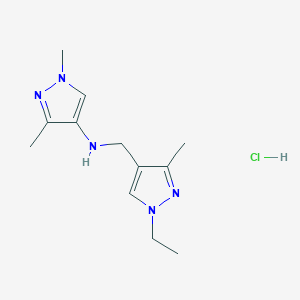 N-[(1-ethyl-3-methylpyrazol-4-yl)methyl]-1,3-dimethylpyrazol-4-amine;hydrochloride