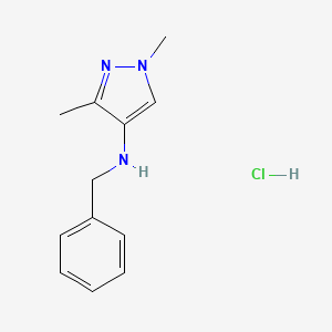 molecular formula C12H16ClN3 B12226675 N-benzyl-1,3-dimethylpyrazol-4-amine;hydrochloride 