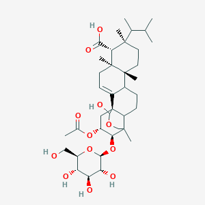 molecular formula C38H60O12 B1222671 (1R,5S,6R,7R,10R,20R,21R)-20-乙酰氧基-18-羟基-5,7,10,15-四甲基-7-(3-甲基丁-2-基)-21-[(2R,3R,4S,5S,6R)-3,4,5-三羟基-6-(羟甲基)氧杂-2-基]氧基-17-氧杂五环[13.3.3.01,14.02,11.05,10]二十一烯-6-羧酸 