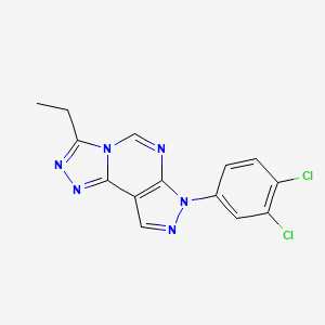 molecular formula C14H10Cl2N6 B12226727 7-(3,4-dichlorophenyl)-3-ethyl-7H-pyrazolo[4,3-e][1,2,4]triazolo[4,3-c]pyrimidine 