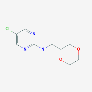 molecular formula C10H14ClN3O2 B12226826 5-chloro-N-[(1,4-dioxan-2-yl)methyl]-N-methylpyrimidin-2-amine 