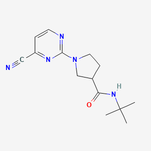 molecular formula C14H19N5O B12226835 N-tert-butyl-1-(4-cyanopyrimidin-2-yl)pyrrolidine-3-carboxamide 