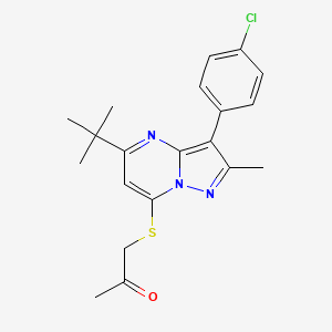 1-{[5-Tert-butyl-3-(4-chlorophenyl)-2-methylpyrazolo[1,5-a]pyrimidin-7-yl]sulfanyl}propan-2-one