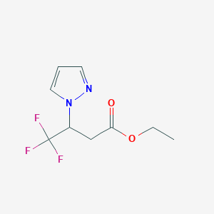 molecular formula C9H11F3N2O2 B12226849 Ethyl 4,4,4-trifluoro-3-(1H-pyrazol-1-yl)butanoate 