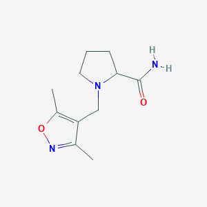 molecular formula C11H17N3O2 B12226853 1-[(3,5-Dimethyl-1,2-oxazol-4-yl)methyl]pyrrolidine-2-carboxamide 