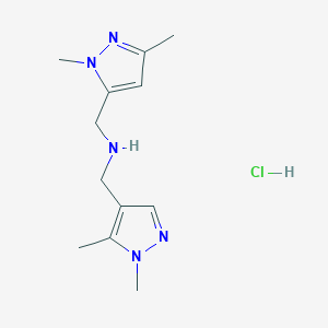 molecular formula C12H20ClN5 B12226927 1-(1,3-dimethyl-1H-pyrazol-5-yl)-N-[(1,5-dimethyl-1H-pyrazol-4-yl)methyl]methanamine 