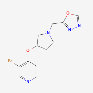 molecular formula C12H13BrN4O2 B12226930 3-Bromo-4-({1-[(1,3,4-oxadiazol-2-yl)methyl]pyrrolidin-3-yl}oxy)pyridine 