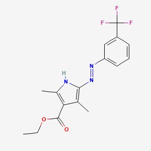 molecular formula C16H16F3N3O2 B12226947 ethyl 3,5-dimethyl-2-{2-[3-(trifluoromethyl)phenyl]hydrazin-1-ylidene}-2H-pyrrole-4-carboxylate 