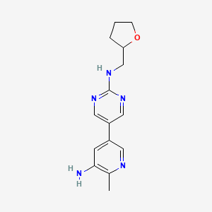 molecular formula C15H19N5O B12226986 5-(5-amino-6-methylpyridin-3-yl)-N-[(oxolan-2-yl)methyl]pyrimidin-2-amine 