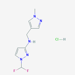 molecular formula C9H12ClF2N5 B12227011 1-(difluoromethyl)-N-[(1-methylpyrazol-4-yl)methyl]pyrazol-3-amine;hydrochloride 