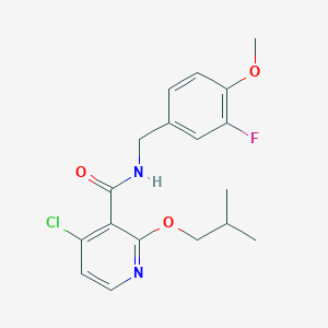 molecular formula C18H20ClFN2O3 B12227014 3-Pyridinecarboxamide, 4-chloro-N-[(3-fluoro-4-methoxyphenyl)methyl]-2-(2-methylpropoxy)- 