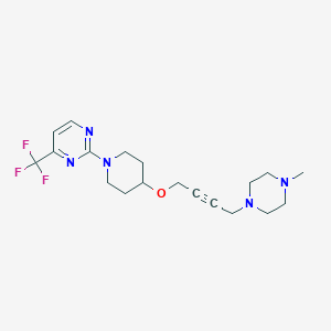 molecular formula C19H26F3N5O B12227027 2-(4-{[4-(4-Methylpiperazin-1-yl)but-2-yn-1-yl]oxy}piperidin-1-yl)-4-(trifluoromethyl)pyrimidine 