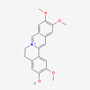 molecular formula C20H20NO4+ B1222704 Dibenzo(a,g)quinolizinium, 5,6-dihydro-3-hydroxy-2,10,11-trimethoxy- CAS No. 68947-61-5