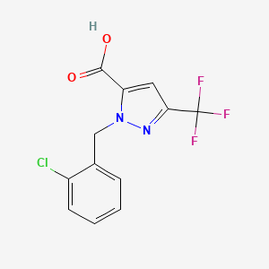 molecular formula C12H8ClF3N2O2 B12227040 1-(2-Chlorobenzyl)-3-(trifluoromethyl)-1H-pyrazole-5-carboxylic acid 