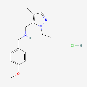 molecular formula C15H22ClN3O B12227222 1-(1-ethyl-4-methyl-1H-pyrazol-5-yl)-N-(4-methoxybenzyl)methanamine 