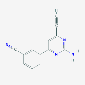 molecular formula C14H10N4 B12227239 3-(2-Amino-6-ethynylpyrimidin-4-yl)-2-methylbenzonitrile 