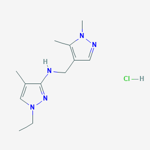 N-[(1,5-dimethylpyrazol-4-yl)methyl]-1-ethyl-4-methylpyrazol-3-amine;hydrochloride