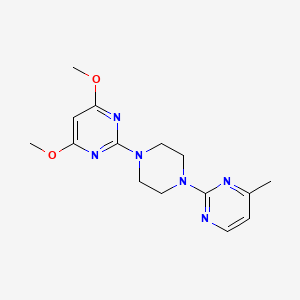 molecular formula C15H20N6O2 B12227261 4,6-Dimethoxy-2-[4-(4-methylpyrimidin-2-yl)piperazin-1-yl]pyrimidine 