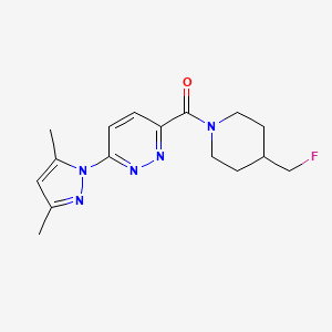 molecular formula C16H20FN5O B12227322 3-(3,5-dimethyl-1H-pyrazol-1-yl)-6-[4-(fluoromethyl)piperidine-1-carbonyl]pyridazine 