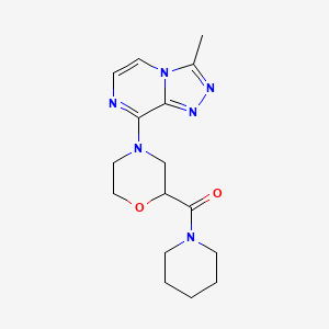 molecular formula C16H22N6O2 B12227422 4-{3-Methyl-[1,2,4]triazolo[4,3-a]pyrazin-8-yl}-2-(piperidine-1-carbonyl)morpholine 