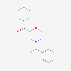 molecular formula C18H26N2O2 B12227447 4-(1-Phenylethyl)-2-(piperidine-1-carbonyl)morpholine 