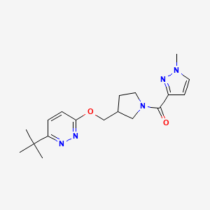 molecular formula C18H25N5O2 B12227479 3-tert-butyl-6-{[1-(1-methyl-1H-pyrazole-3-carbonyl)pyrrolidin-3-yl]methoxy}pyridazine 