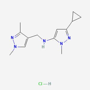 5-cyclopropyl-N-[(1,3-dimethylpyrazol-4-yl)methyl]-2-methylpyrazol-3-amine;hydrochloride