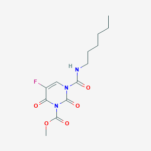 molecular formula C13H18FN3O5 B12227517 Methyl 5-fluoro-3-(hexylcarbamoyl)-2,6-dioxo-3,6-dihydro-1(2H)-pyrimidinecarboxylate 