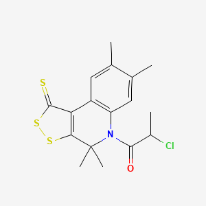 2-chloro-1-(4,4,7,8-tetramethyl-1-sulfanylidenedithiolo[3,4-c]quinolin-5-yl)propan-1-one