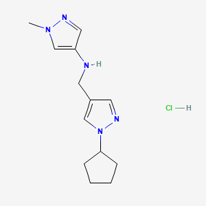 molecular formula C13H20ClN5 B12227619 N-[(1-cyclopentylpyrazol-4-yl)methyl]-1-methylpyrazol-4-amine;hydrochloride 