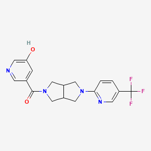 molecular formula C18H17F3N4O2 B12227628 5-{5-[5-(Trifluoromethyl)pyridin-2-yl]-octahydropyrrolo[3,4-c]pyrrole-2-carbonyl}pyridin-3-ol 