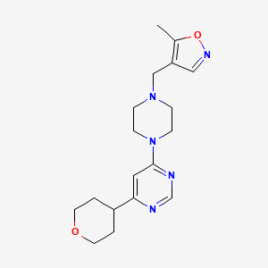 4-{4-[(5-Methyl-1,2-oxazol-4-yl)methyl]piperazin-1-yl}-6-(oxan-4-yl)pyrimidine