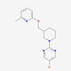 molecular formula C16H19BrN4O B12227635 5-Bromo-2-(3-{[(6-methylpyridin-2-yl)oxy]methyl}piperidin-1-yl)pyrimidine 