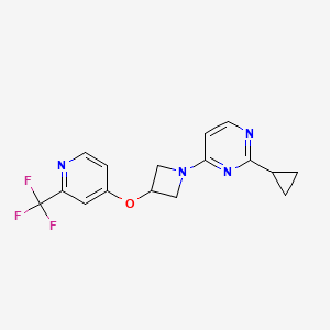 molecular formula C16H15F3N4O B12227651 2-Cyclopropyl-4-(3-{[2-(trifluoromethyl)pyridin-4-yl]oxy}azetidin-1-yl)pyrimidine 