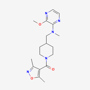 molecular formula C18H25N5O3 B12227675 N-{[1-(3,5-dimethyl-1,2-oxazole-4-carbonyl)piperidin-4-yl]methyl}-3-methoxy-N-methylpyrazin-2-amine 